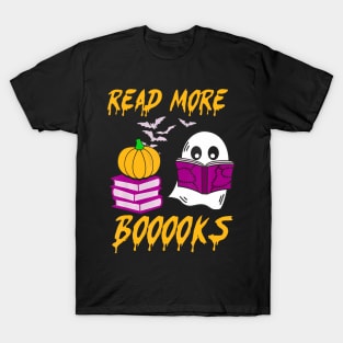 Read More Books Cute Ghost Boo Pumpkin Funny Halloween T-Shirt